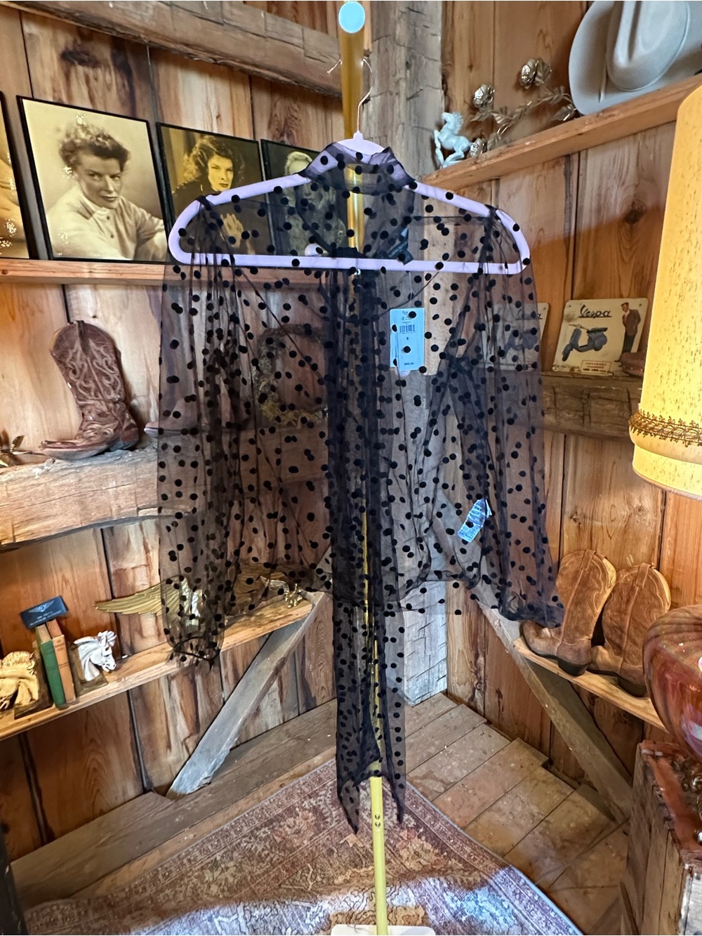 Sheer Black Polka Dot Mesh Jacket - Unknown Brand